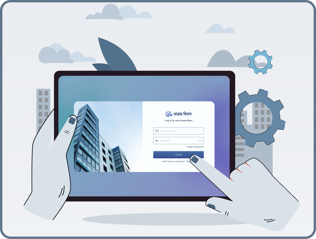 Illustration: sign in to Apartment Management on a tablet